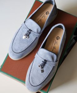 First copy Loro Piana Blue Suede Summer Charms Walk Loafers